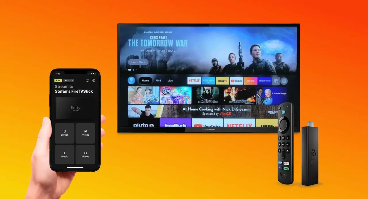 Trex IPTV APK download and sideload installation process shown on Android smartphone and Amazon Firestick 4K device with step-by-step on-screen prompts